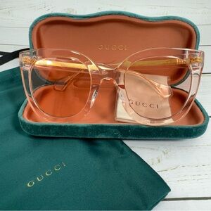 Gucci Sunglasses Women's Pink Tranparent/Pink Lenses Square GG0564S